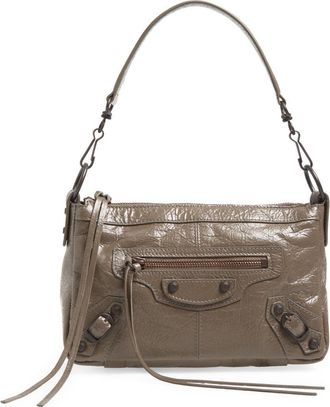 Balenciaga Mini Le City Moto Leather Shoulder Bag in 3258 Army Green at Nordstrom