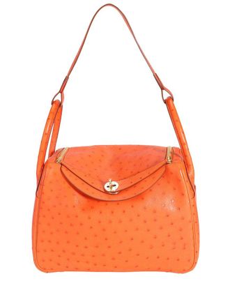 Herm&egrave;s Orange Ostrich Lindy 30 GHW (Authentic Pre-Loved)