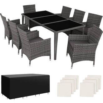 TecTake Garden Table & Chairs Menorca in Grey | Size: XL