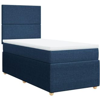 vidaXL Cama Box Spring Con Colch&oacute;n Tela Azul 80x200 Cm Vidaxl