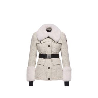 Moncler Moncler Devez Wool & Shearling-trimmed Down Field Jacket, Women, White, Size: 0