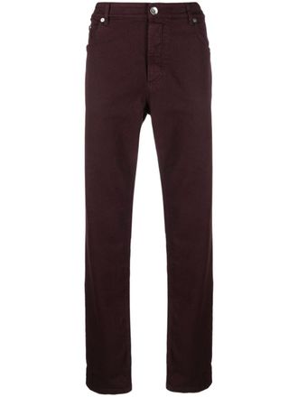 Brunello Cucinelli mid-rise straight-leg jeans - men - Cotton/Cotton/Elastane/Calf Leather - 48 - Red