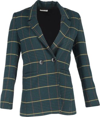 Anine Bing Pre-owned Womens Houndstooth Double-Breasted Blazer in Green - Olive - Size 6 UK