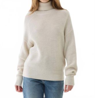 Majestic Filatures Merino Rib Semi Relaxed Long Sleeve Turtleneck Sweater In Milk