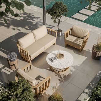 Royalcraft Lucca 5-Seater Wood Lounging Set With Coffee Table in Natural
