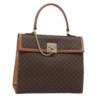 Celine Pre-owned Macadam Canvas Hand Bag - Dames - Vintage Handtas - Bruin - ONE Size - Leer - Vintage