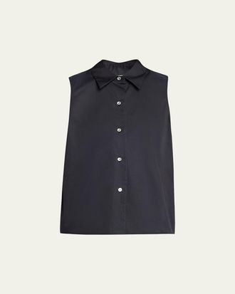 Vince Sleeveless Buttoned Poplin Top