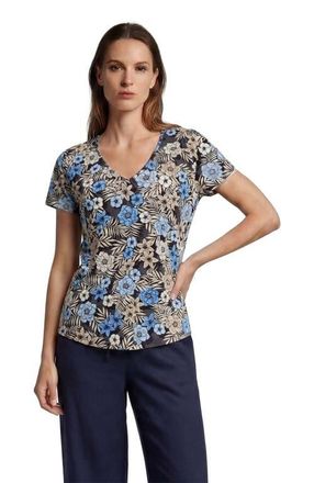 Lords of Harlech Tropical Mix Womens V-neck Printed Top in Tropical Mix Black at Nordstrom, Size Xx-Large