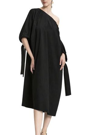 ottod'Ame Poplin Midi Dress in Black at Nordstrom, Size 44 It