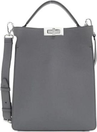 Fendi Pre-owned Peekaboo X-Lite Small Calf Leather Bag - Dames - Vintage Handtas - Grijs - ONE Size - Leer - Vintage