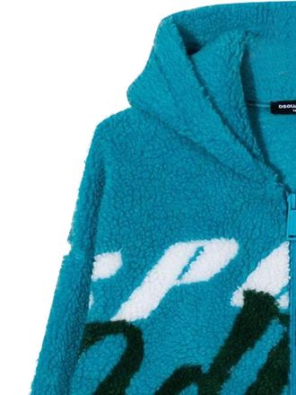 Dsquared2 Zip Hoodie Jacquard Fur Sweatshirt - Azure