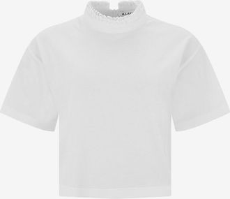 Alaia Crop-T-Shirt aus Jersey mit hohem Kragen