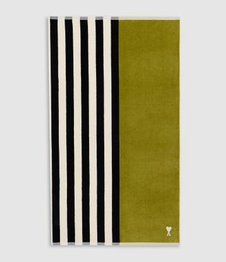 Ami Serviette Little Ami De Coeur Stripes Matcha Noir Blanc Cr&egrave;me