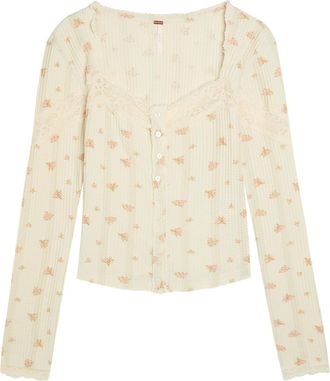 Free People Lets Party Cardi Floral-print Cotton top - White - XL (UK 20-22 / XL)