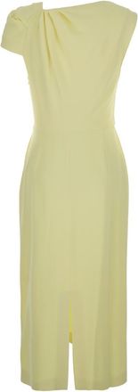 Givenchy Yellow Midi Dress With Draped Detail And Rear Single Slit In Viscose Blend Stretch Woman