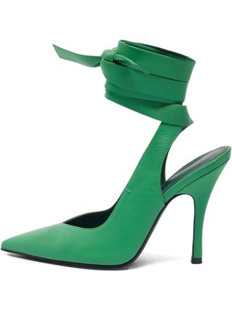 The Attico pre-owned 110mm Venus leather wrap pumps - women - Leather/Leather/Leather - 37 - Green