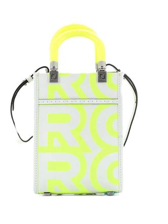 Fendi x Marc Jacobs Sunshine Shopper Printed Leather Mini tote bag - Bianco