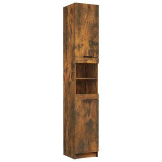 Berkfield Home Bathroom Cabinet Smoked Oak 32x34x188.5 cm Engineered Wood in Brown