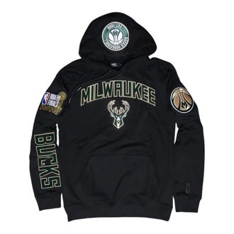 Pro Standard Pro Standard Milwaukee Bucks Stacked Logo Pullover Hoodie in Black Men