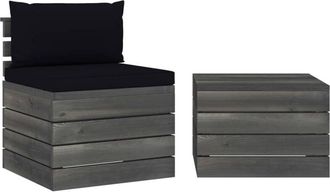 vidaXL Muebles De Jard&iacute;n De Palets 2 Piezas Cojines Madera Maciza Pino Vidaxl