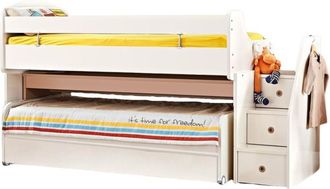 Muemue Cama Midi Con Escritorio Y Caj&oacute;n Blanca 90x200/90x190cm