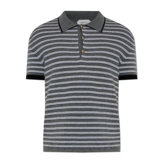 Versace Polo Shirts, male, Gray, Size: 2XL Striped Pattern Polo