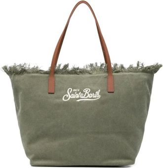 MC2 Saint Barth Tote Bags, female, Green, Size: ONE SIZE City Fringed Tote Bag