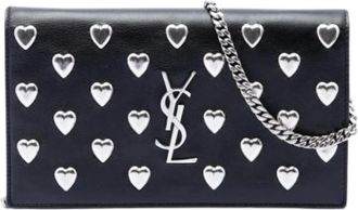 Saint Laurent Pre-owned Heart Stud Crossbody Tas - Dames - Vintage Clutch - Zwart - ONE Size - Leer - Vintage