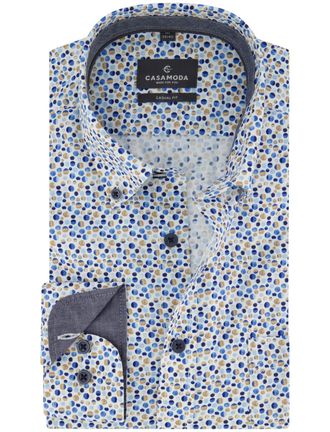 Casamoda Blauw overhemd Casa Moda Casual Fit met print