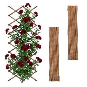 Relaxdays Relaxdays Rejilla Extensible 3 Uds, 310x90 Cm, Madera, Montaje Pared, Soporte Para Trepadoras, Flameada