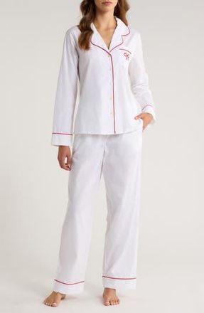 Nordstrom Classic Cotton Pajamas in White- Red Bow at Nordstrom Rack, Size Medium