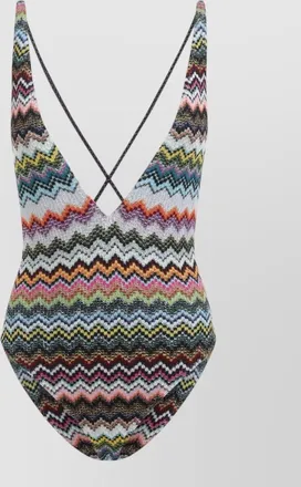 Missoni zigzag v-neck one-piece swimsuit