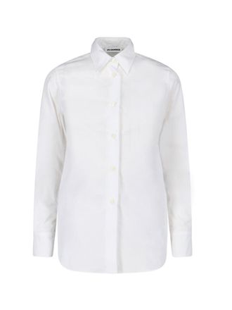 Jil Sander White Classic Cotton Poplin Embossed Shirt