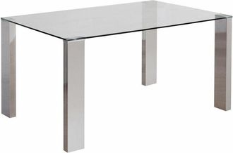 Home Heavenly Home Heavenly - Mesa Comedor De Cristal Cannes. 140x90 Cm. Mesa Cristal Rectangular Con 4 Patas De L&iacute;neas Rectas. Color: Pata Roble