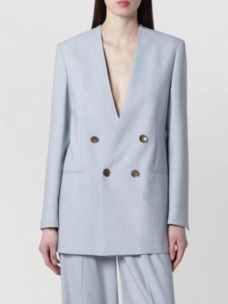 Alberta Ferretti double breasted coat metallic buttons