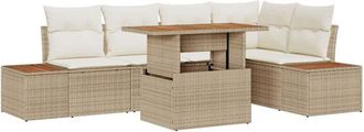 vidaXL Vidaxl - Garden Dining Set Manual 6 pcs Beige, Cream 100 x 55 x 73 cm