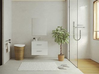 Vente-Unique Mobile per bagno sospeso con lavabo singolo 60 cm Bianco - KAYLA