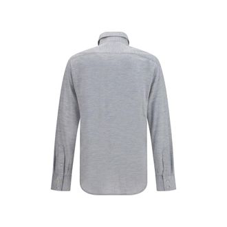Brunello Cucinelli Mens Gray Silk Dress Shirt