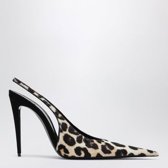 Saint Laurent Guermantes Leopard-Print Slingback Pumps