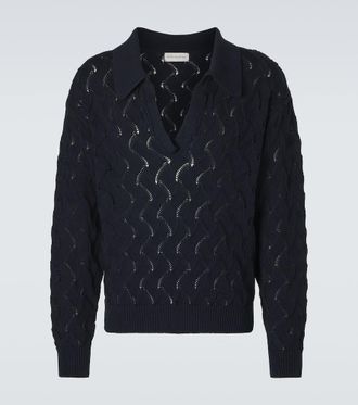 Dries Van Noten Open-knit cotton polo sweater