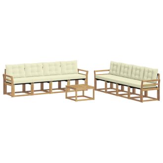 vidaXL Conjunto De Sof&aacute;s De Exterior Con Coj&iacute;n 9 Pcs Blanco Y Crema Vidaxl