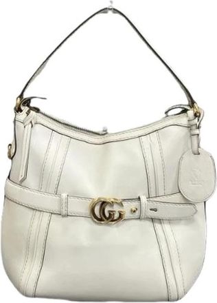 Gucci Pre-owned Shoulder Bags, female, White, Size: ONE SIZE Pre-owned Running Hobo Leather Shoulder Bag