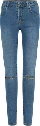 One Teaspoon High Waist Skinny Jeans met Knie Rips - Dames - Skinny Jeans - Blauw - W29 - Katoen - Jeans
