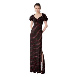 Mar De Margaritas Maxi Dresses, female, Black, Size: XL Abito lungo a mezza manica a palloncino