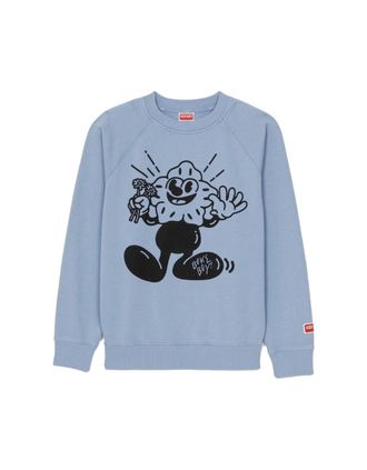Kenzo Mens Kenzo Boke Boy Flower Graphic Light Blue Sweatshirt - Size: 38
