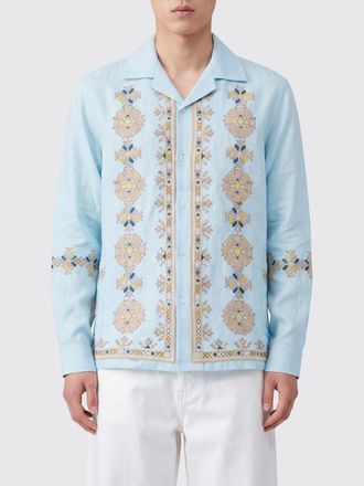 Baziszt Long-Sleeved Floral Print Shirt in Cotton and Hemp