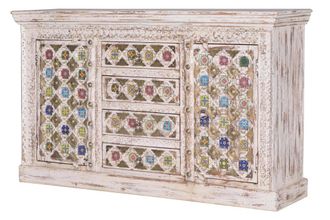 Giner&Colomer Aparador madera de mango detalles cer&aacute;mica y bronce