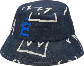 &Eacute;tudes Studio Denim Blue Grafische Bucket Hat - unisex - Hoeden - Blauw - ONE Size - Denim - Accessoires