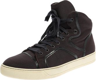 Lanvin Burgundy Nylon High Top Sneakers
