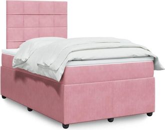 vidaXL Vidaxl - Cama Box Spring Con Colch&oacute;n Terciopelo Rosa 120x200 Cm